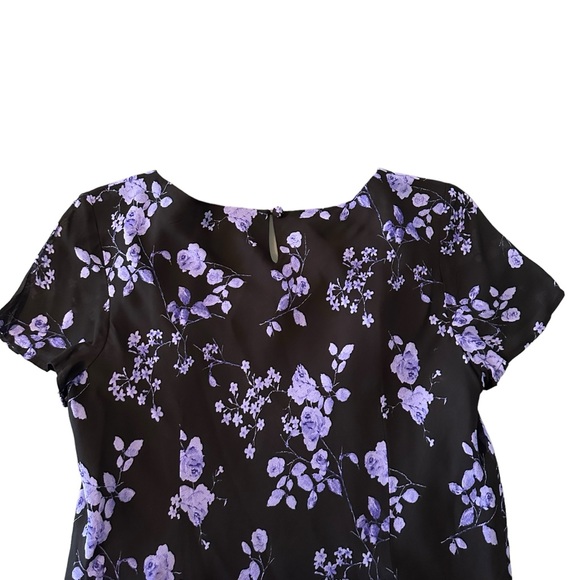 Vintage 90s Jones Wear Dress Black/Purple Floral Dress Sz 12 Romantic Goth EUC - Picture 5 of 8